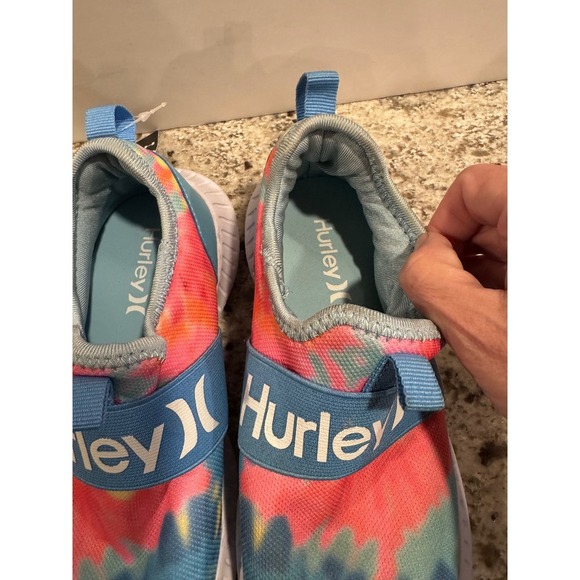 Kids Hurley Camby Tie Dye Slip On Shoes Aqua Pink Blue Kids Size - Picture 10 of 12